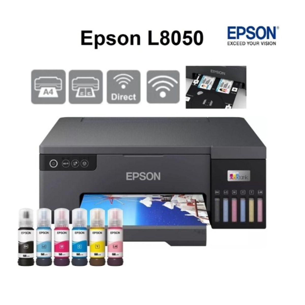 EPSON - Impresora Fotografica Epson L8050 Wifi PVC CD 6 Tintas
