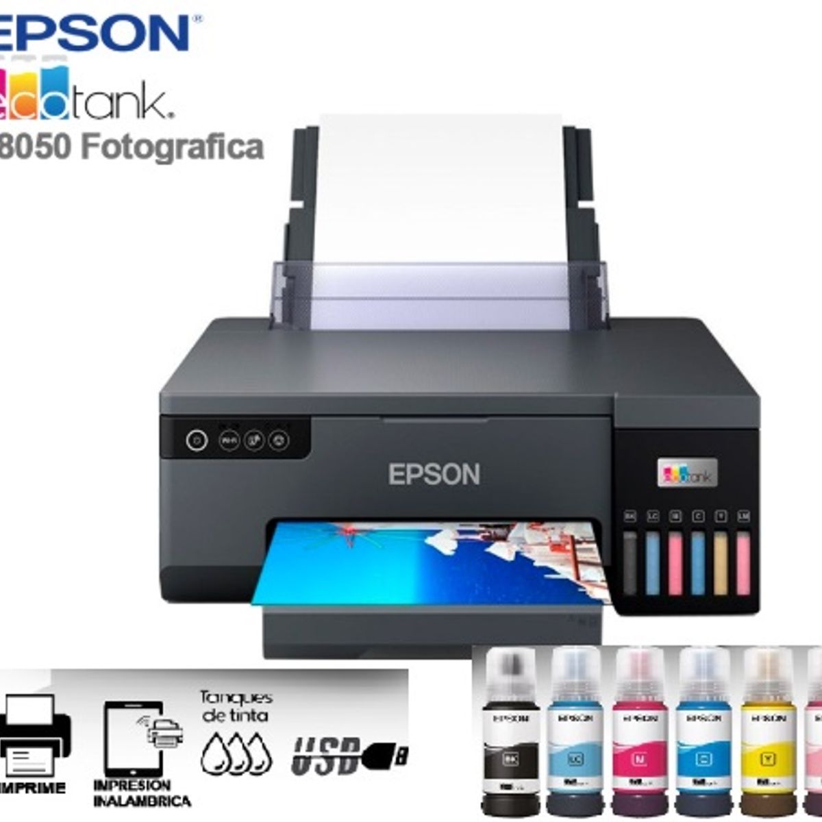 EPSON - Impresora Fotografica Epson L8050 Wifi PVC CD 6 Tintas