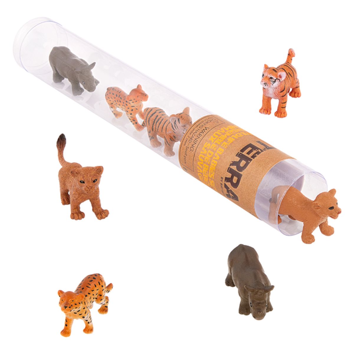 TERRA - Set 8 mini animales salvajes bebé tubo