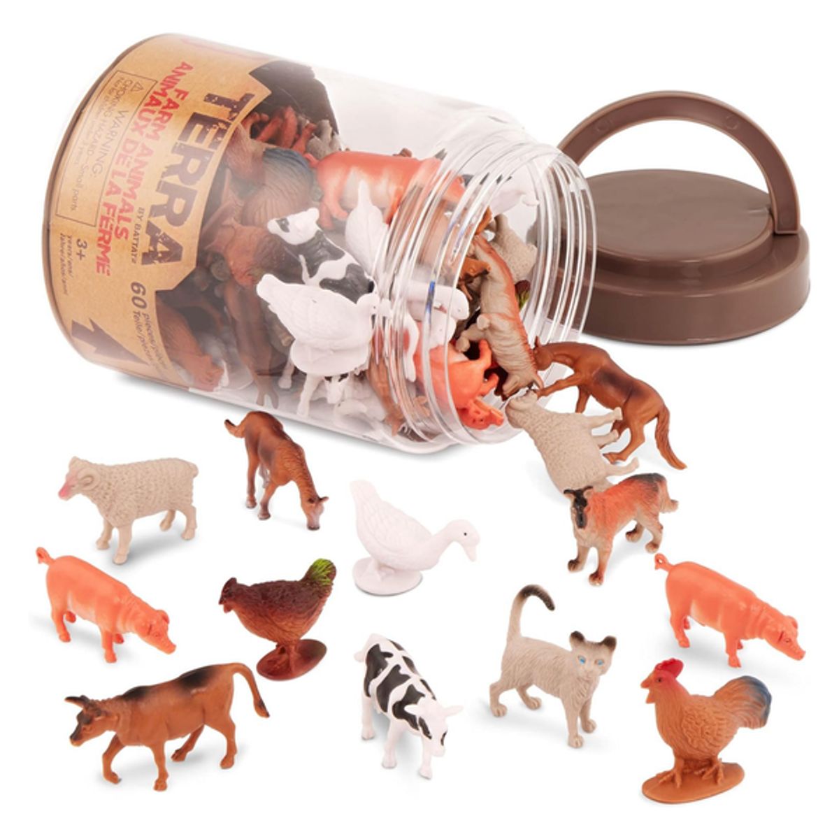 TERRA - Set de animales de la granja mini en tubo 60 piezas