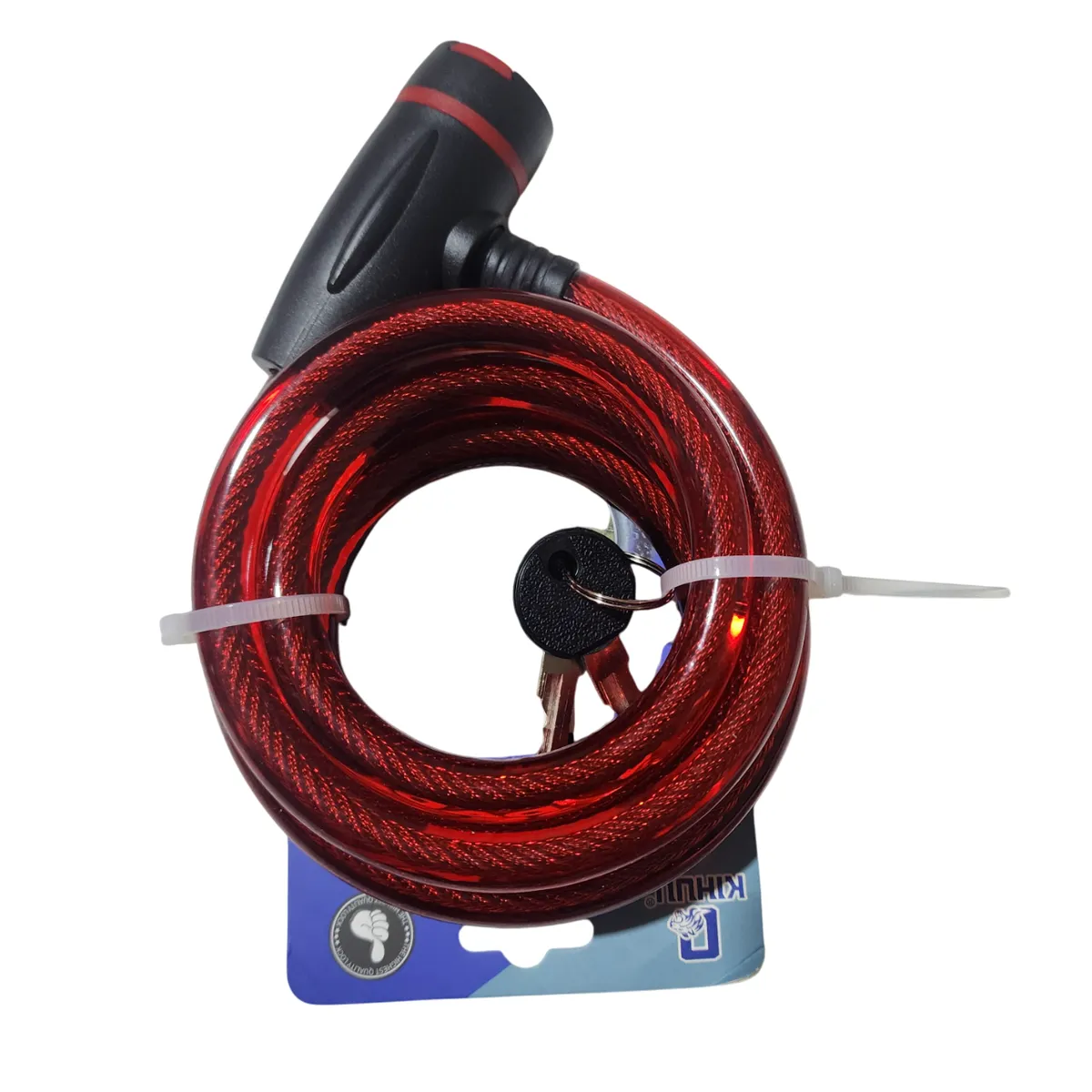 GENERICO - Candado de cable con llave 150cm MEDIANO - ROJO
