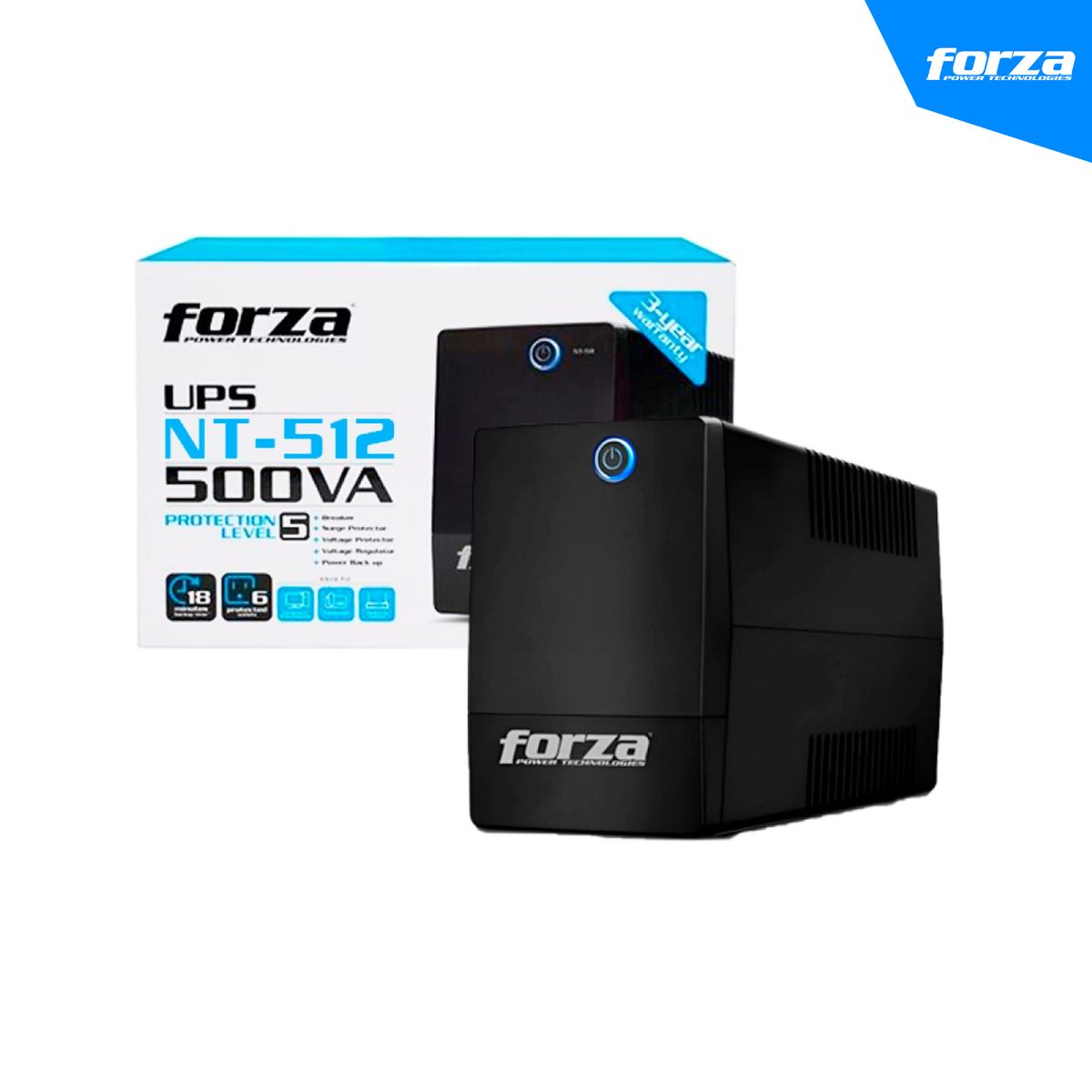 FORZA - UPS Forza NT-512U UPS 500VA250W 220V 6-NEMA RJ11 45-65Hz