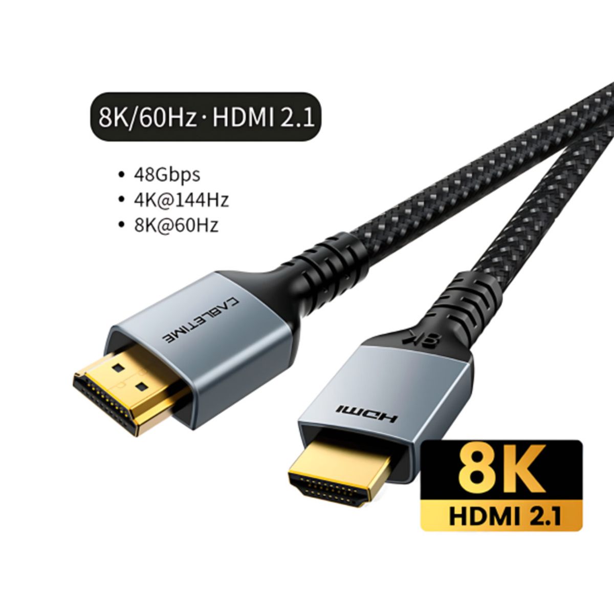 GENERICO - Cable HDMI Cabletime 2.1 8k 60hz 48gbps 2m Alta Velocidad