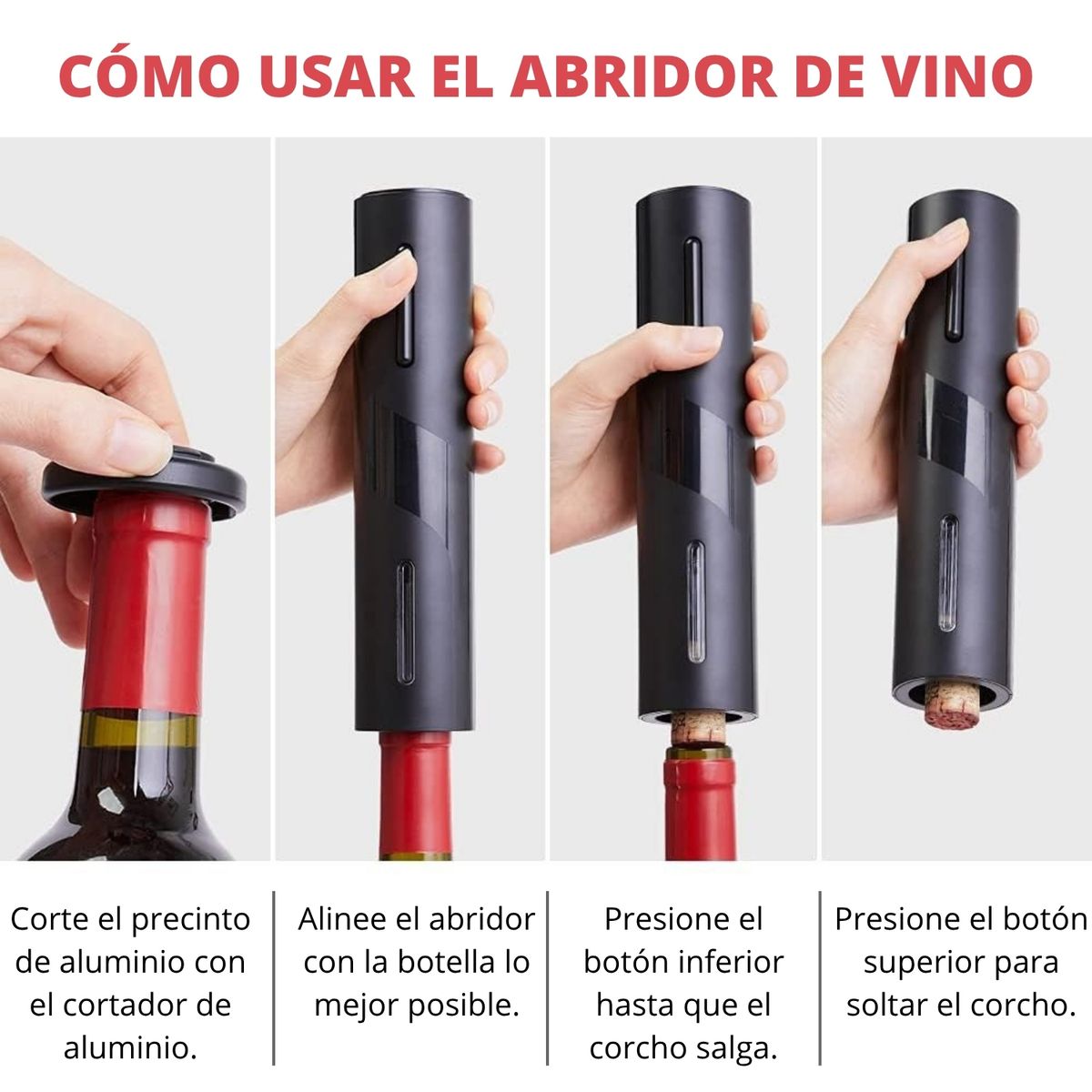 PENTHA - Saca Corcho de Vino Eléctrico más Aireador y Tapón de Vacio