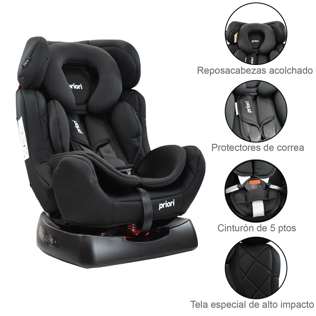 PRIORI - Silla de Auto Bebé Grupo +0, 1, 2 y 3 Priori Focus Negro