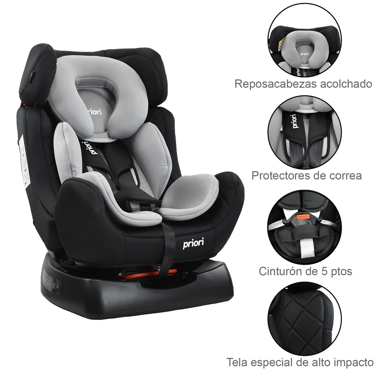 PRIORI - Silla de Auto Bebé Grupo +0, 1, 2 y 3 Priori Focus Gris