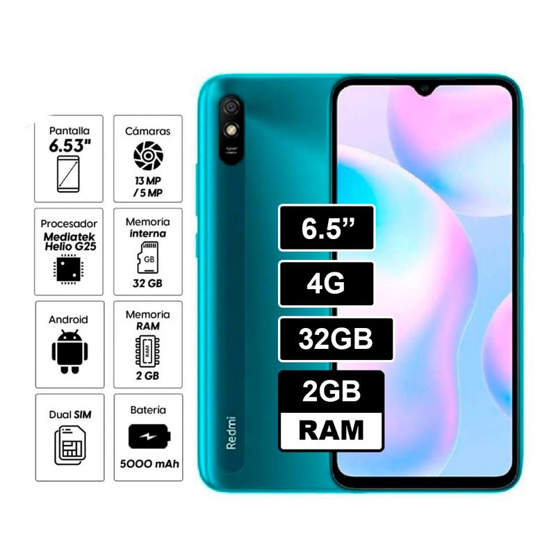 XIAOMI - Celular Redmi 9A 32 GB 2 GB RAM VERDE