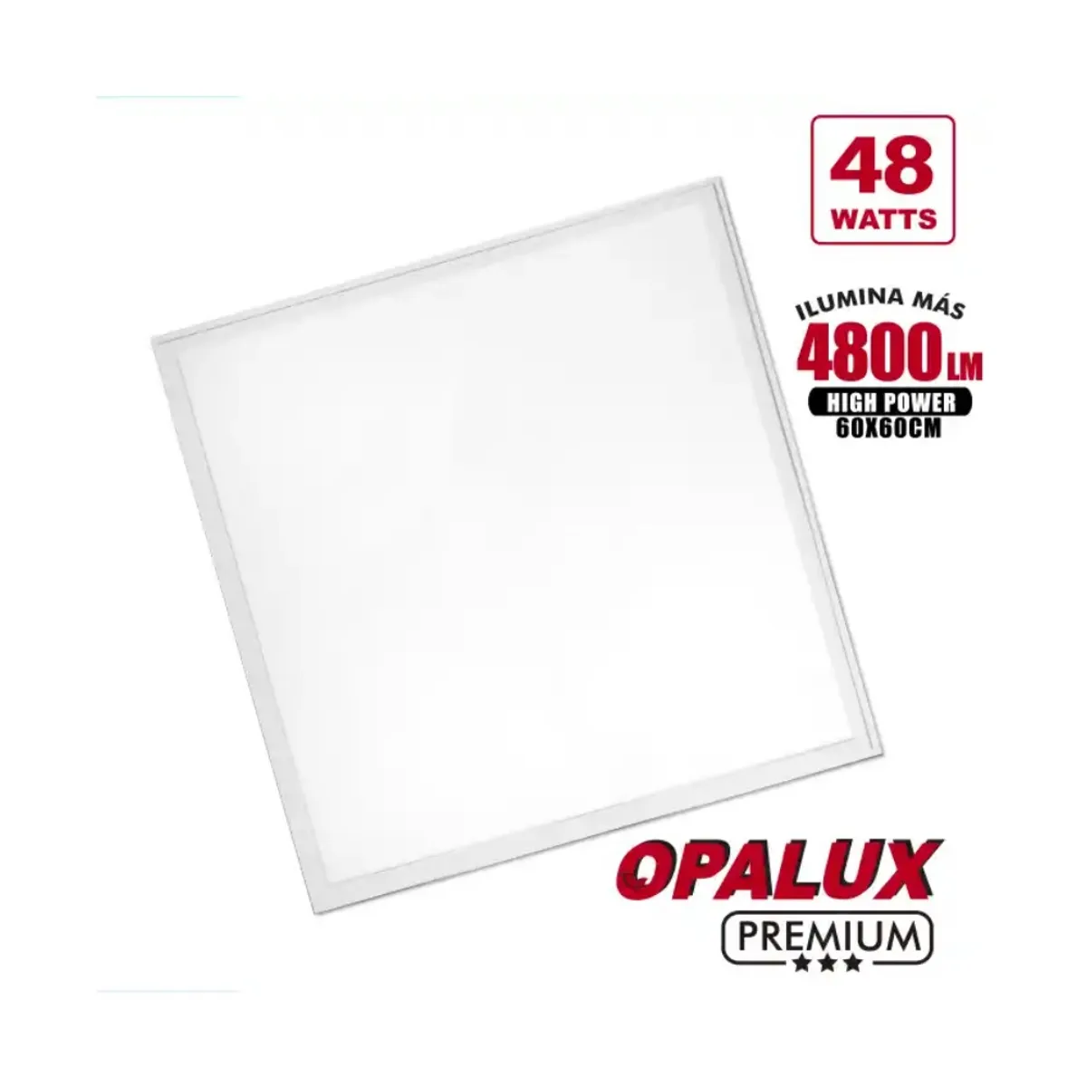 OPALUX - Panel LED de 60x60cm 48W 4800 Lumenes luz blanca OPALUX