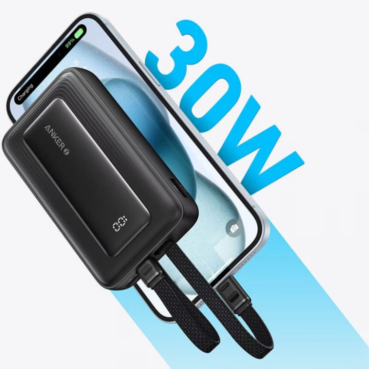 ANKER - Power Bank 10000 mAh USB-C 30W USB-C 30W Lightning 27W Built-In