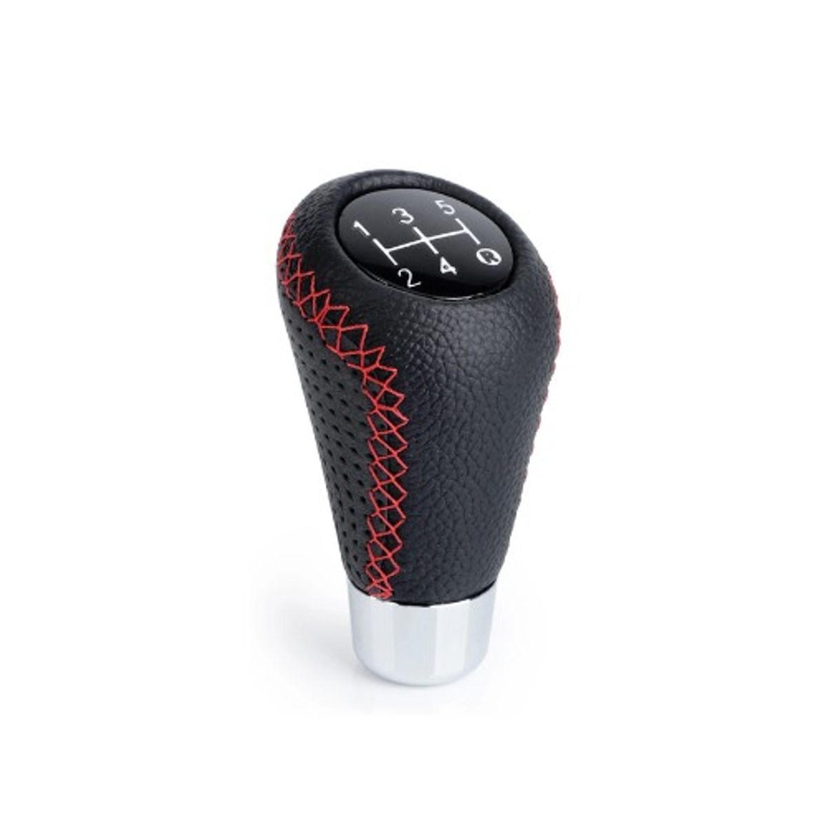 GENERICO - PERILLA DE CAMBIO DE CUERO CON DETALLES COLOR ROJO