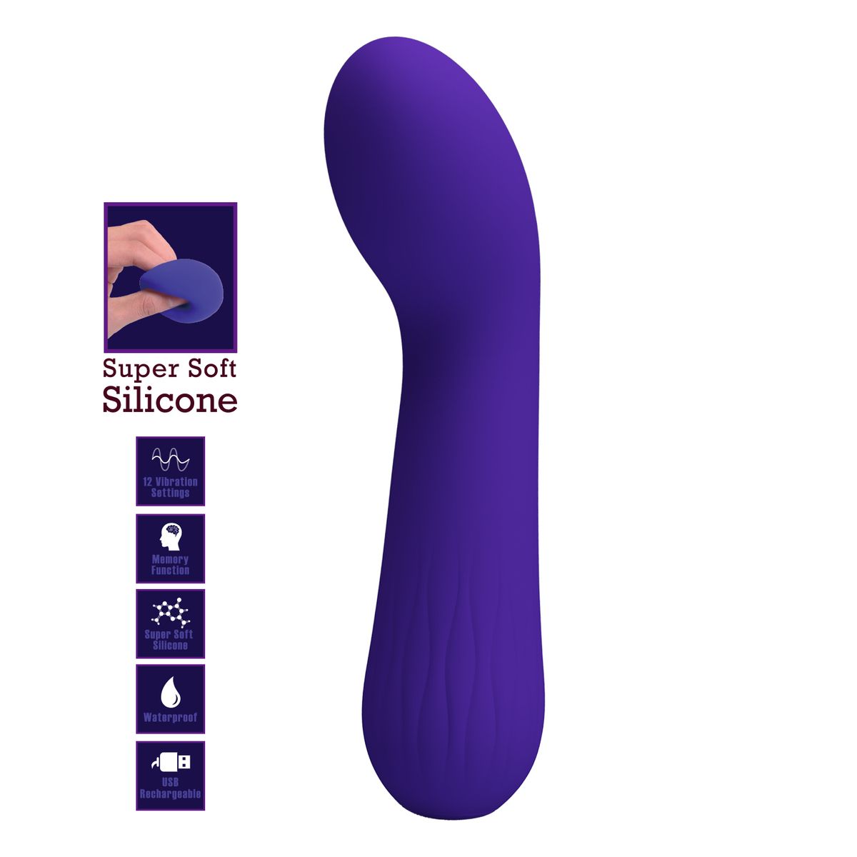 PRETTY LOVE - Vibrador Mujer Punto G Silicona Faun Super Suave Morado Carga USB
