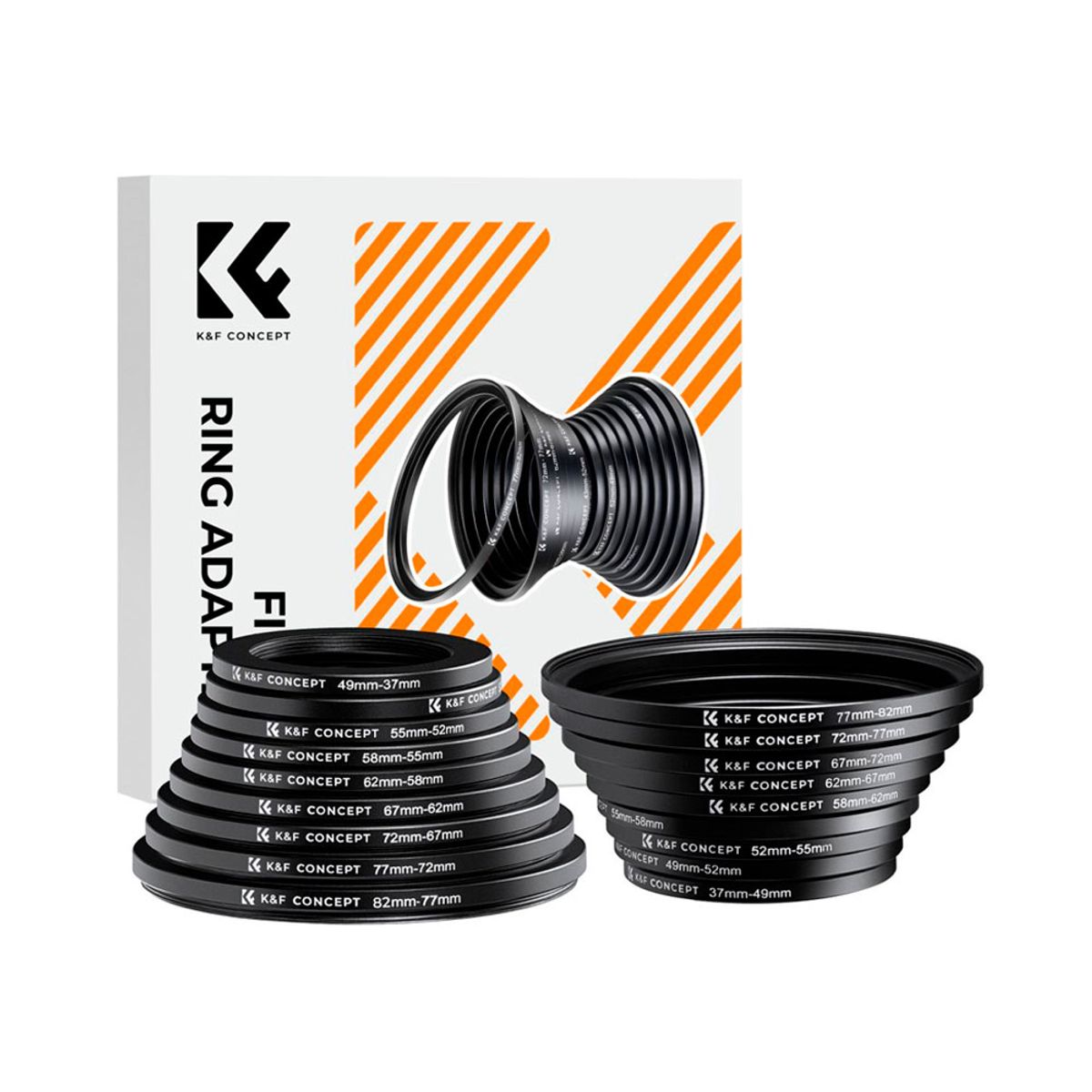 K&F CONCEPT - Set de 18 Anillos (9 Ascendentes, 9 Reductores) K&F Concept SKU.0629