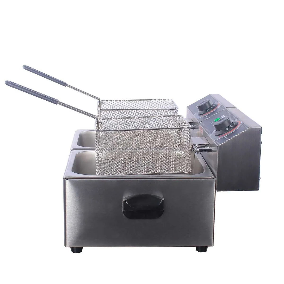 GRONDOY - Freidora Eléctrica 2 Pozas 6L - Papas Fritas y Snacks