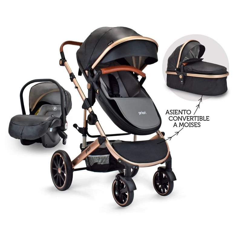 PRIORI - Coche Para Bebé Moises 3 en 1 Priori Milo Ts Negro