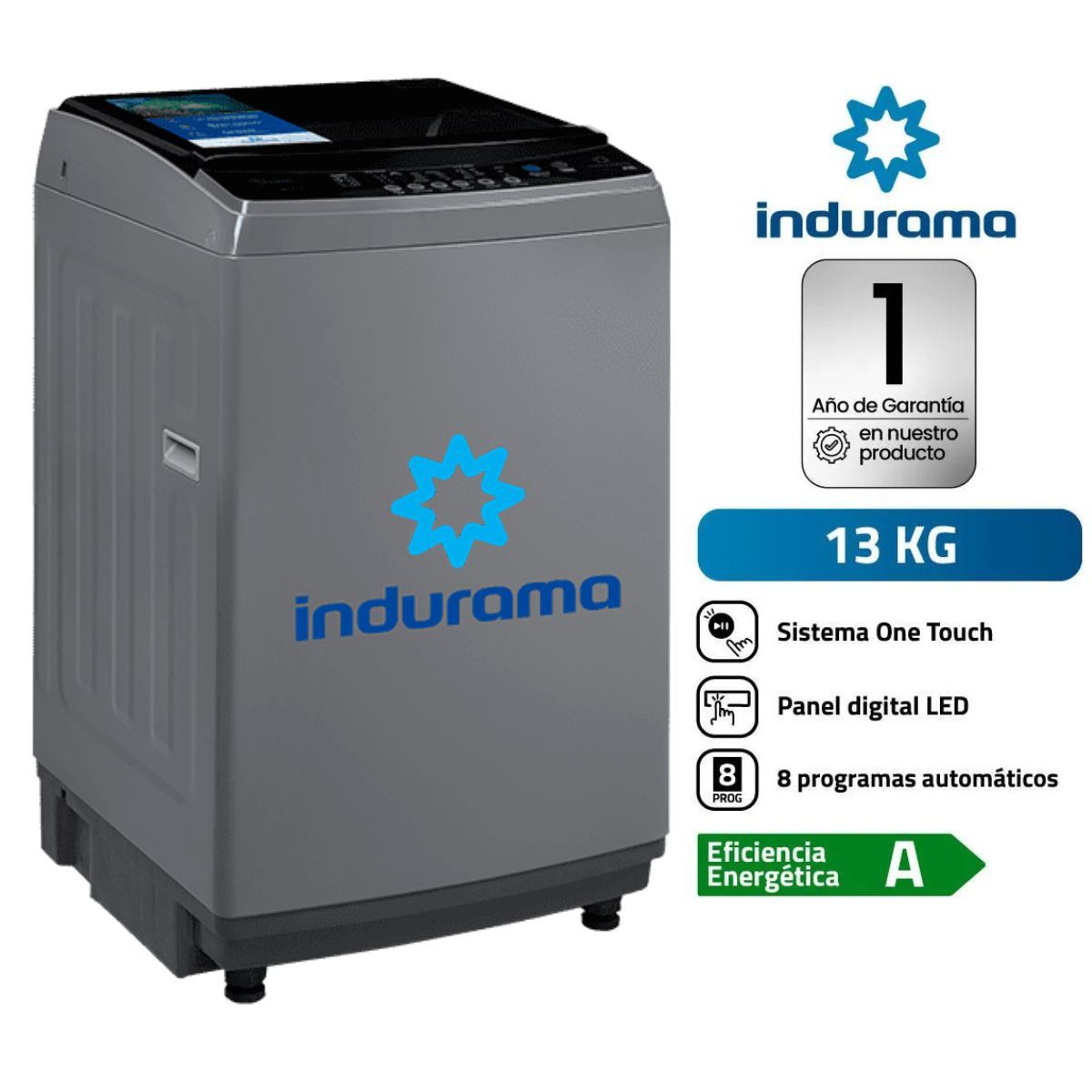 INDURAMA - Lavadora Indurama 13Kg Carga Superior Gris Oscuro