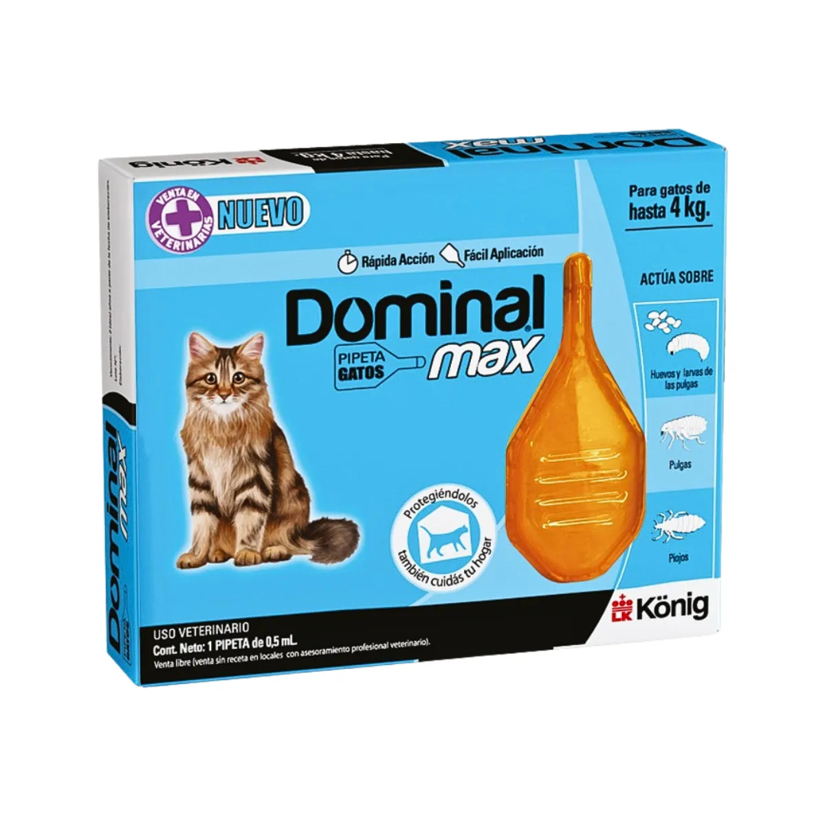 KONIG - ANTIPARASITARIO EXTERNO PIPETA DOMINAL MAX GATOS HASTA 4 KG