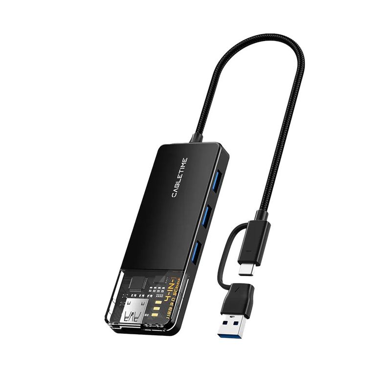 GENERICO - Hub Usb Cabletime 4 En 1 Multipuerto 4puertos Usb 3.0 5 Gbps