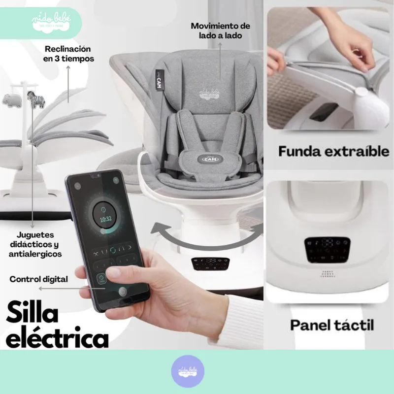 BABY - Mecedora eléctrica Merly para bebé premium Gray