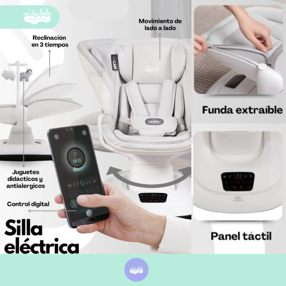 BABY - Mecedora eléctrica Merly para bebé premium white
