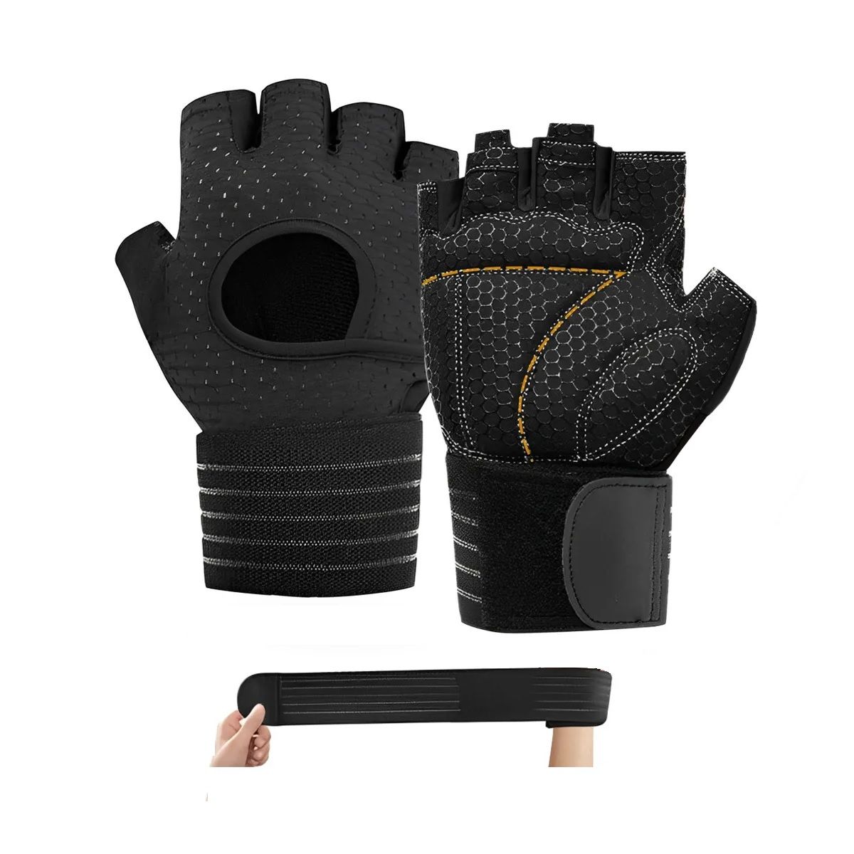 GENERICO - Guantes Deportivos Talla M Palmas Acolchadas Con Muñequera