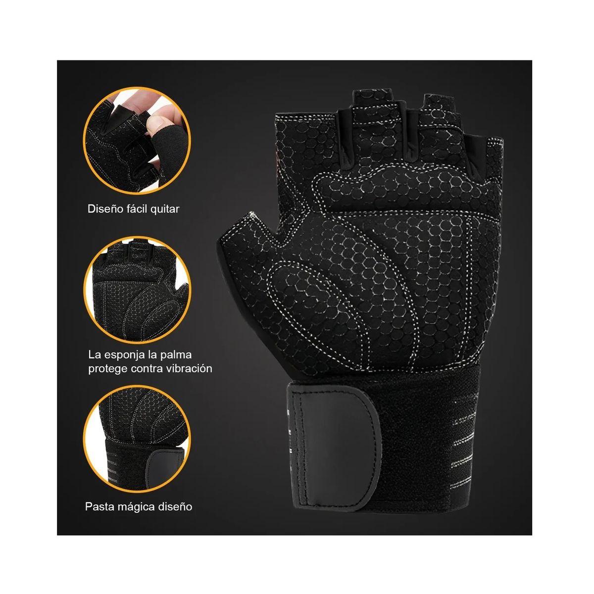 GENERICO - Guantes Deportivos Talla L Palmas Acolchadas Con Muñequera