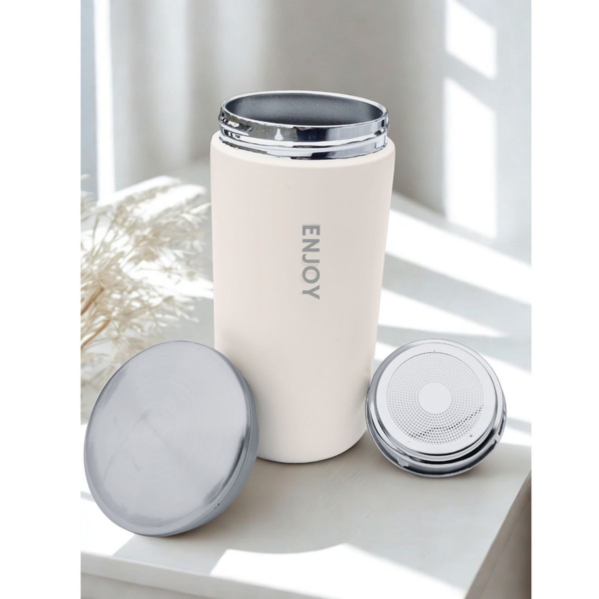 PENTHA - Vaso Térmico para Café Termo de Acero Inoxidable 300ML Blanco
