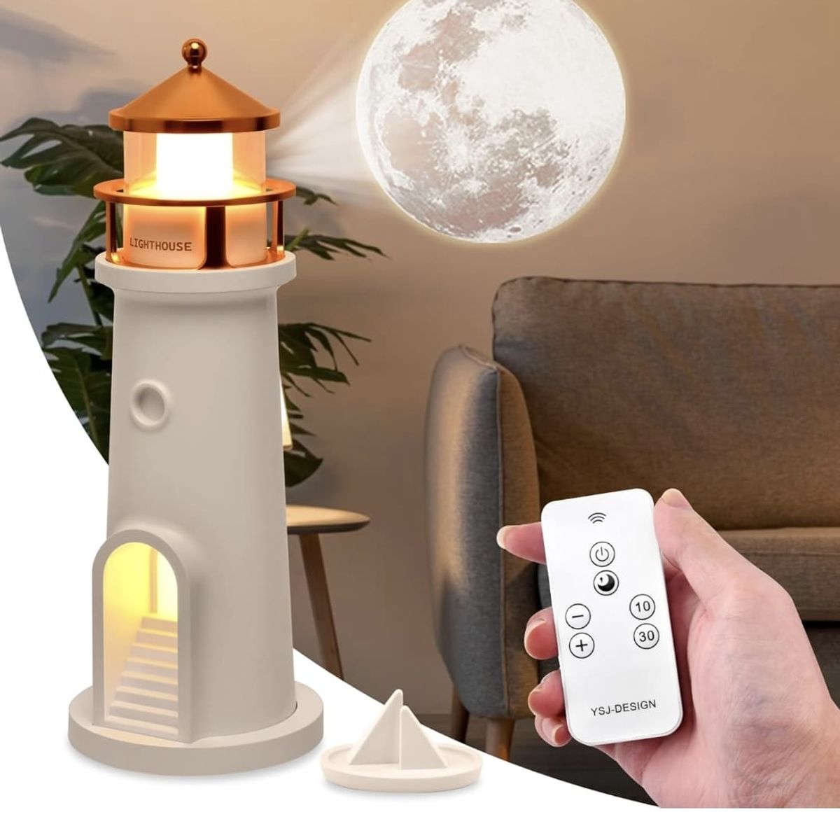 GENERICO - Lámpara Faro Proyector de Luna Realista con Control Remoto