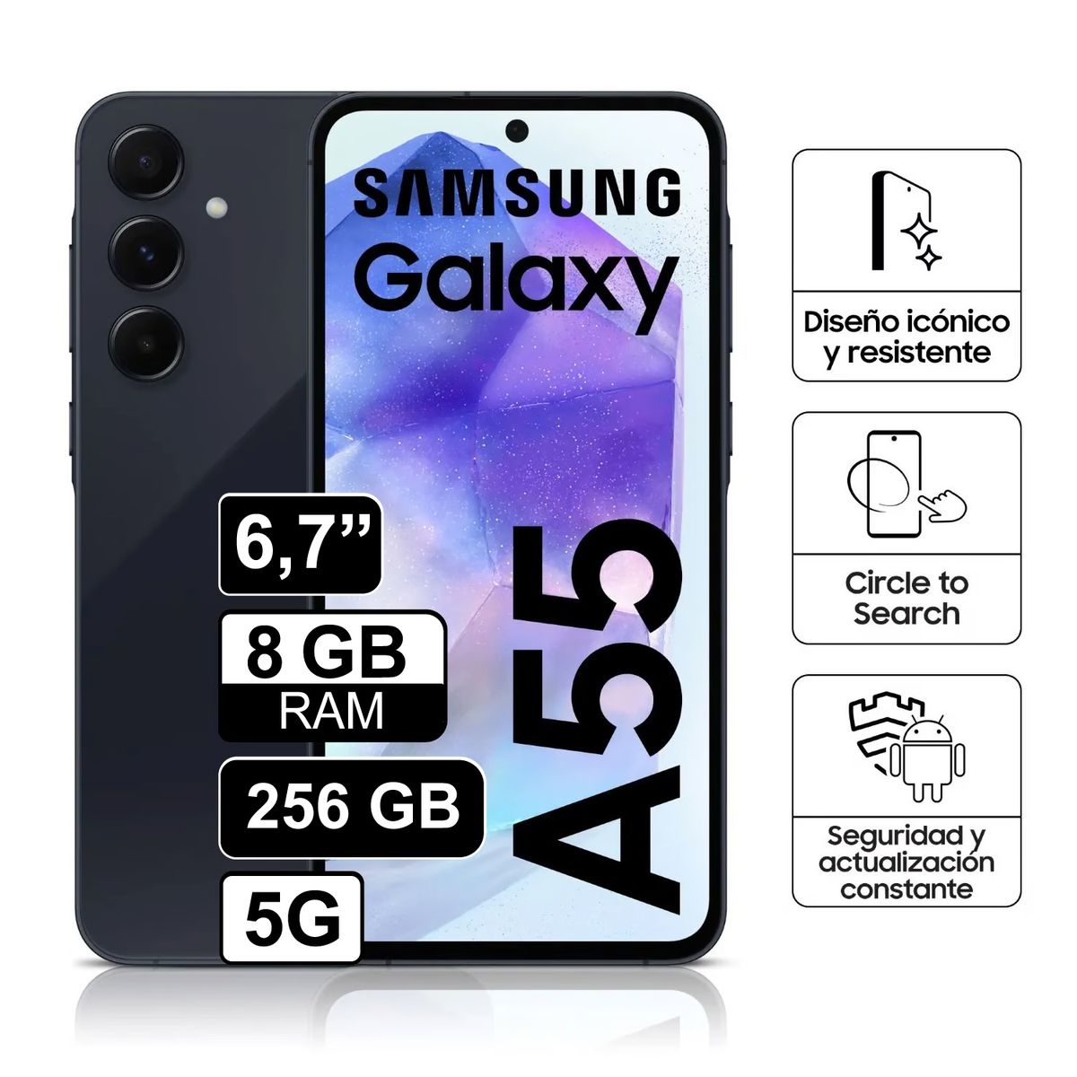 SAMSUNG - Celular libre Samsung Galaxy A55 256GB 8GB RAM 6,6 Pulg Negro