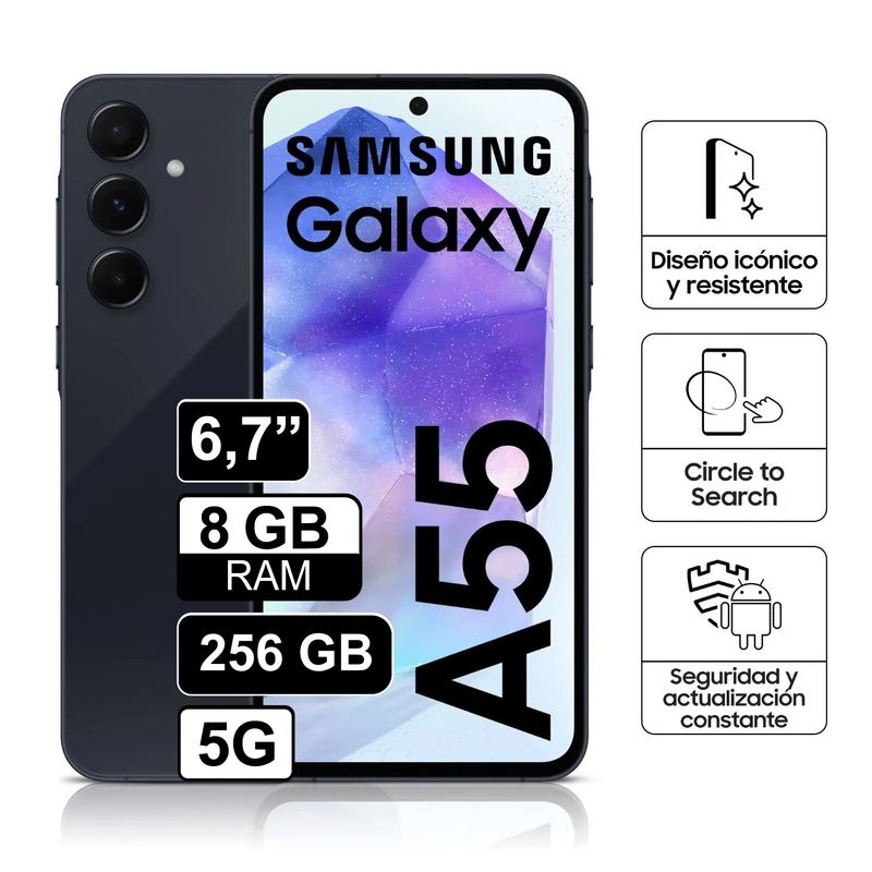 SAMSUNG - Celular libre Samsung Galaxy A55 256GB 8GB RAM 6,6 Pulg Negro