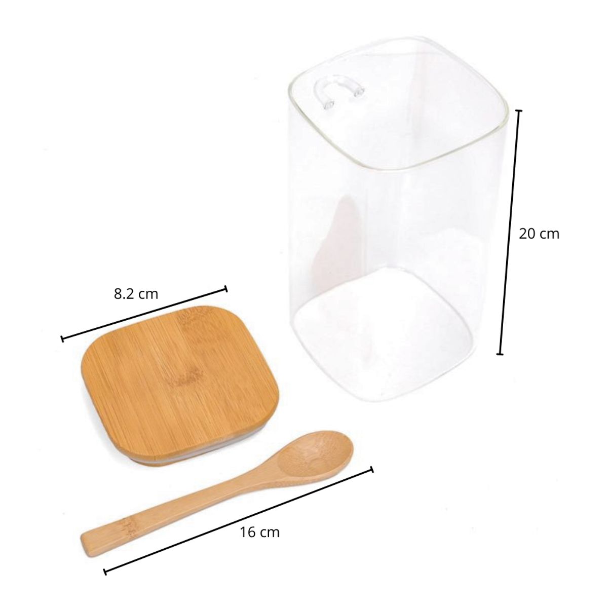 INSPIRA - Set 2 Frascos de Vidrio Borosilicato con Tapa y Cuchara de Bambú 850ml