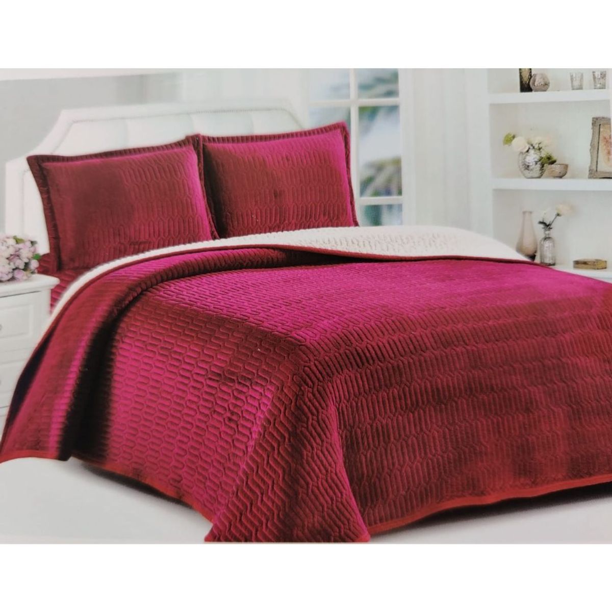 CASATEX - COBERTOR PIEL DE ÁNGEL CON SHERPA COLOR ENTERO  EN 2 PLAZAS