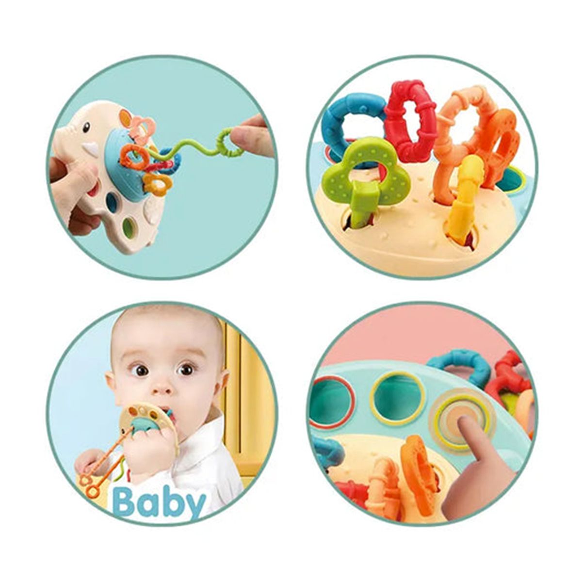 GENERICO - Juguete Sensorial Jala Cuerdas Elefante Celeste Bebes