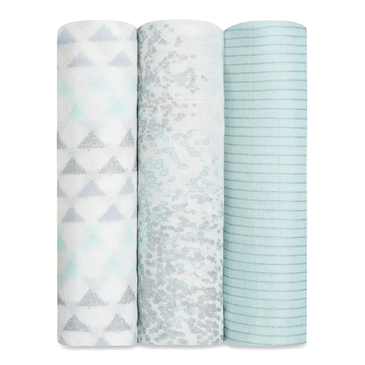 THE BABY SPOT - aden + anais -  Mantas de bambú  metallic skylight birch 3-pack