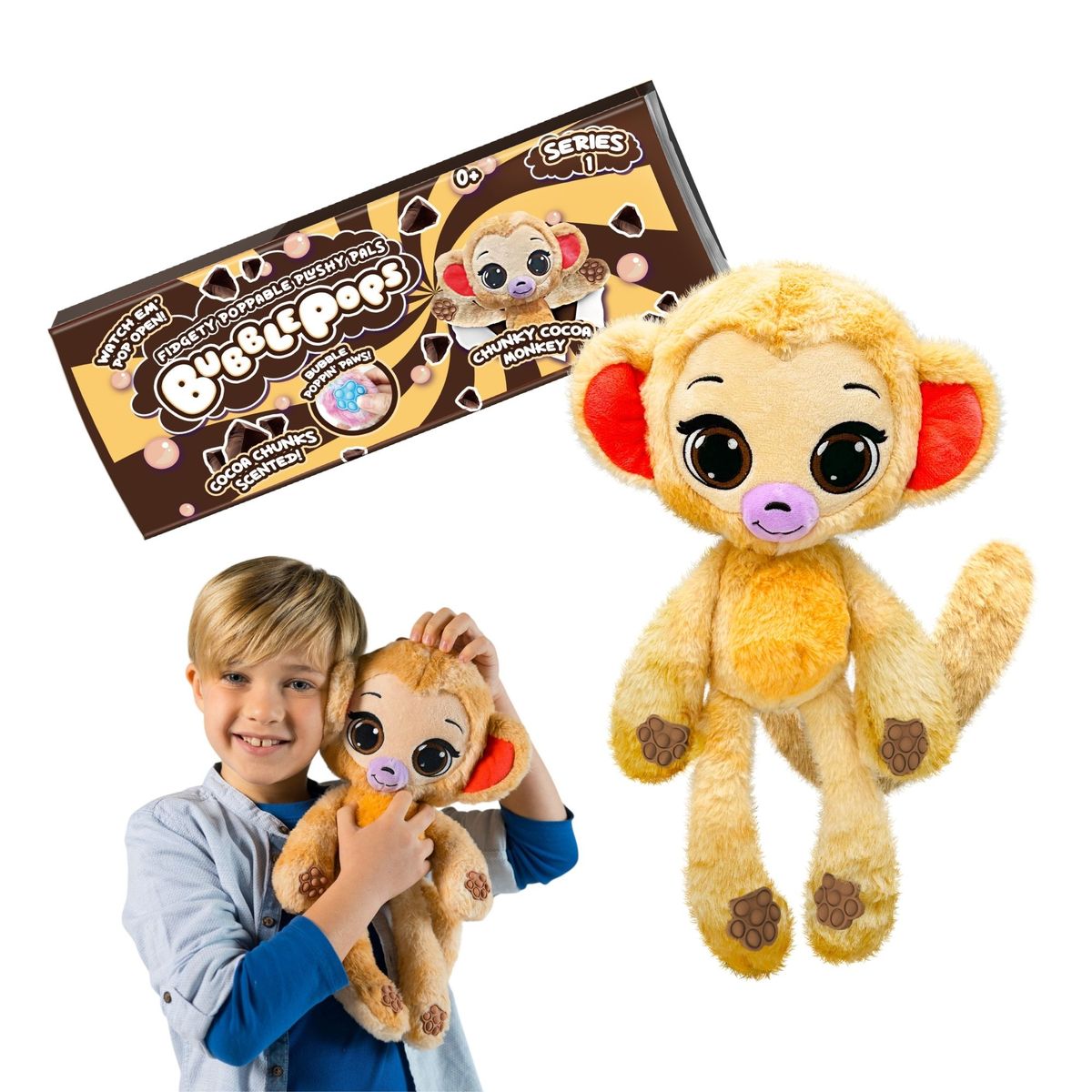 BOING TOYS - Peluche  Bubble Pops Chunky Cocoa Monkey Grande 45 cm