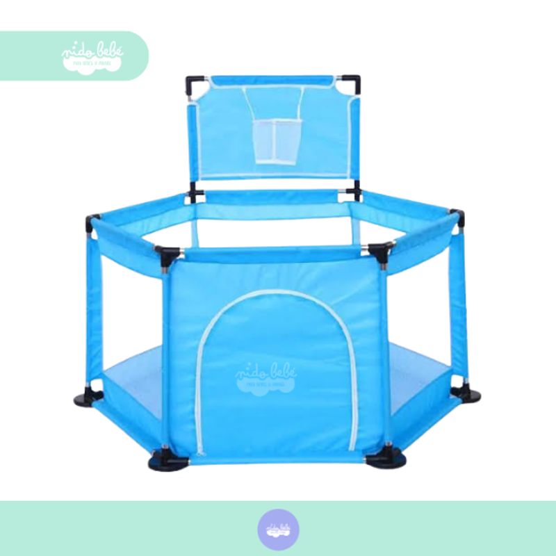 GENERICO - Corral de juegos hexagonal con aro de bebés light blue
