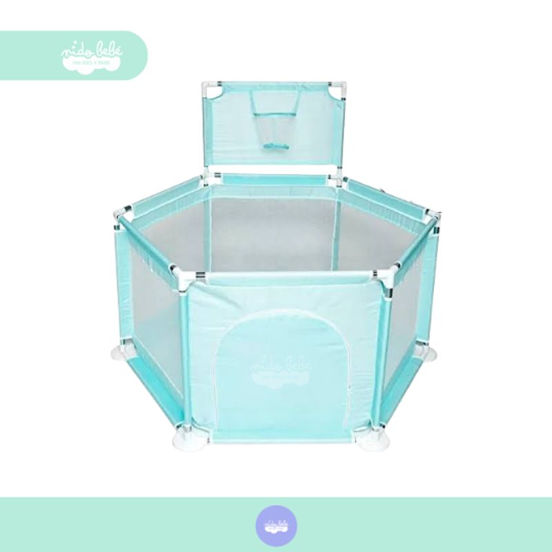GENERICO - Corral de juegos hexagonal con aro de bebés light green