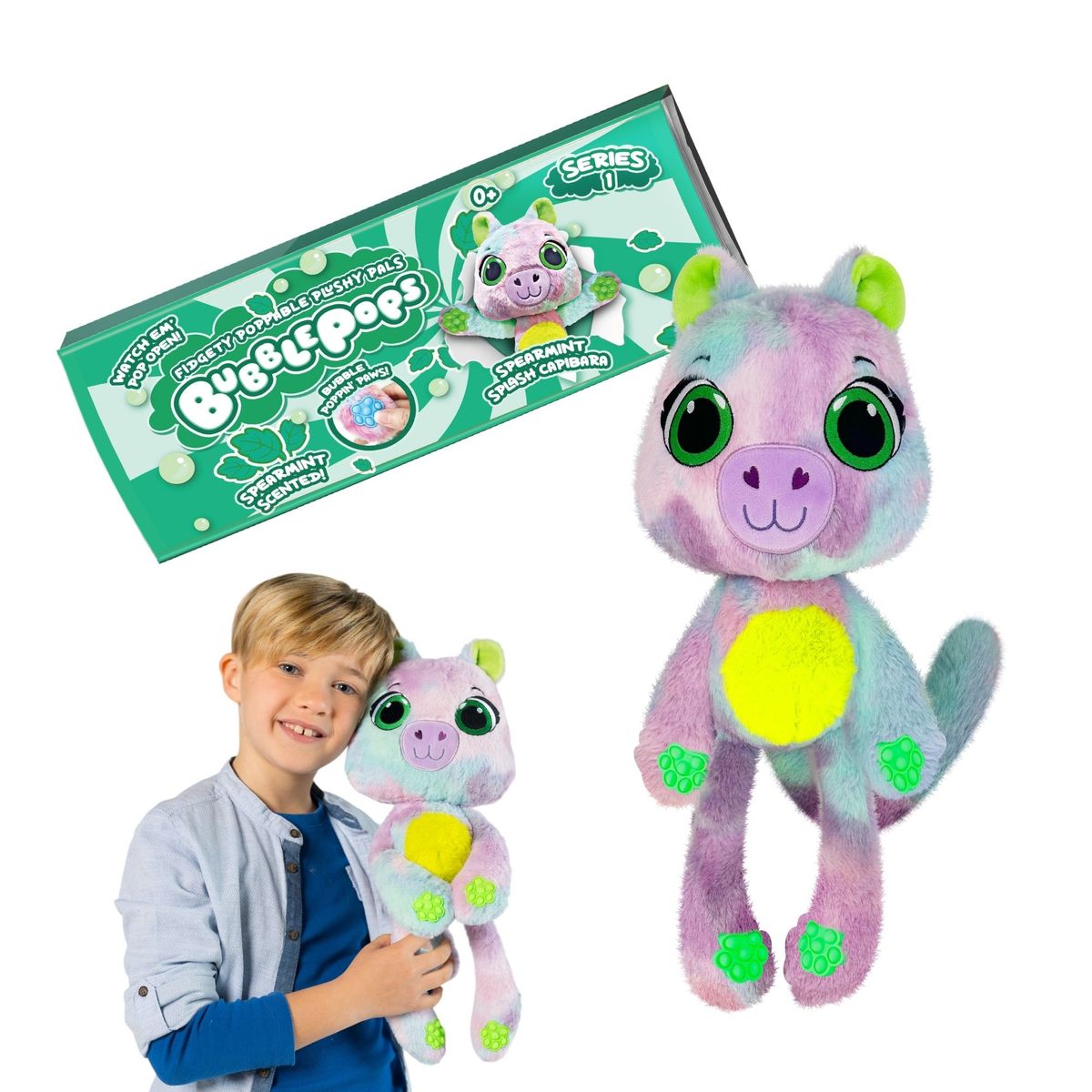 BOING TOYS - Peluche Bubble Pops Spearmint Splash Capibara Grande 45 cm