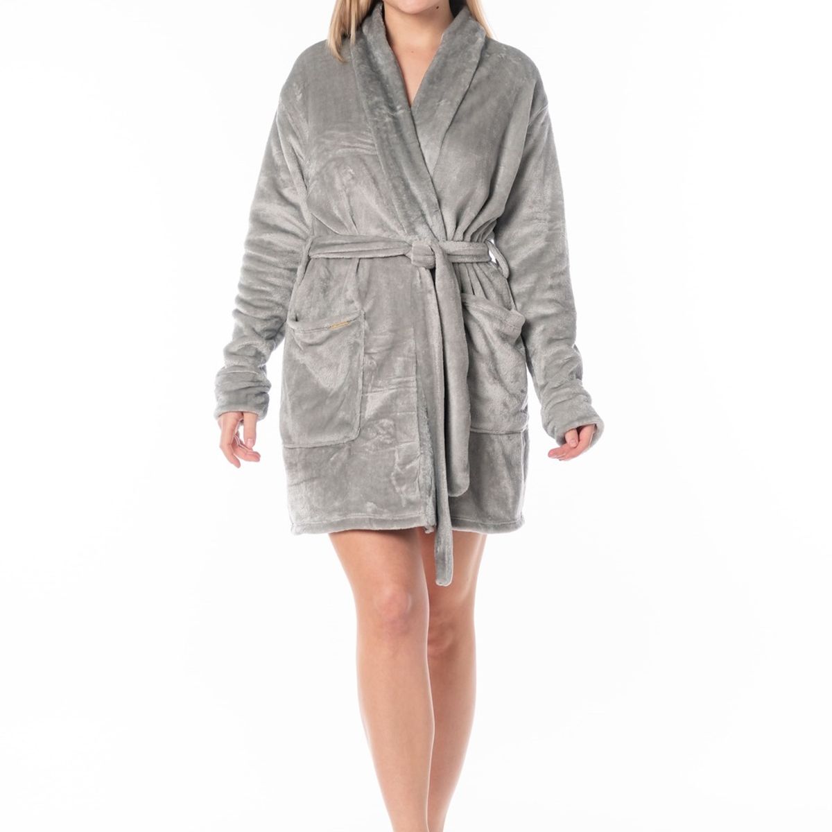 VELA WHITE - Bata de cama Plush Gray