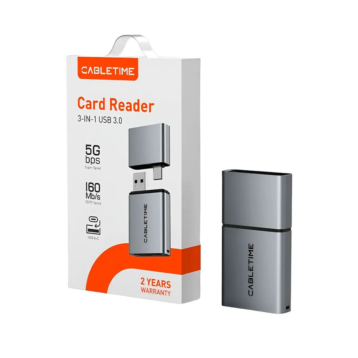 GENERICO - Lector Memoria Cabletime 3en1 Microsd Sd Usb-a Usb-c