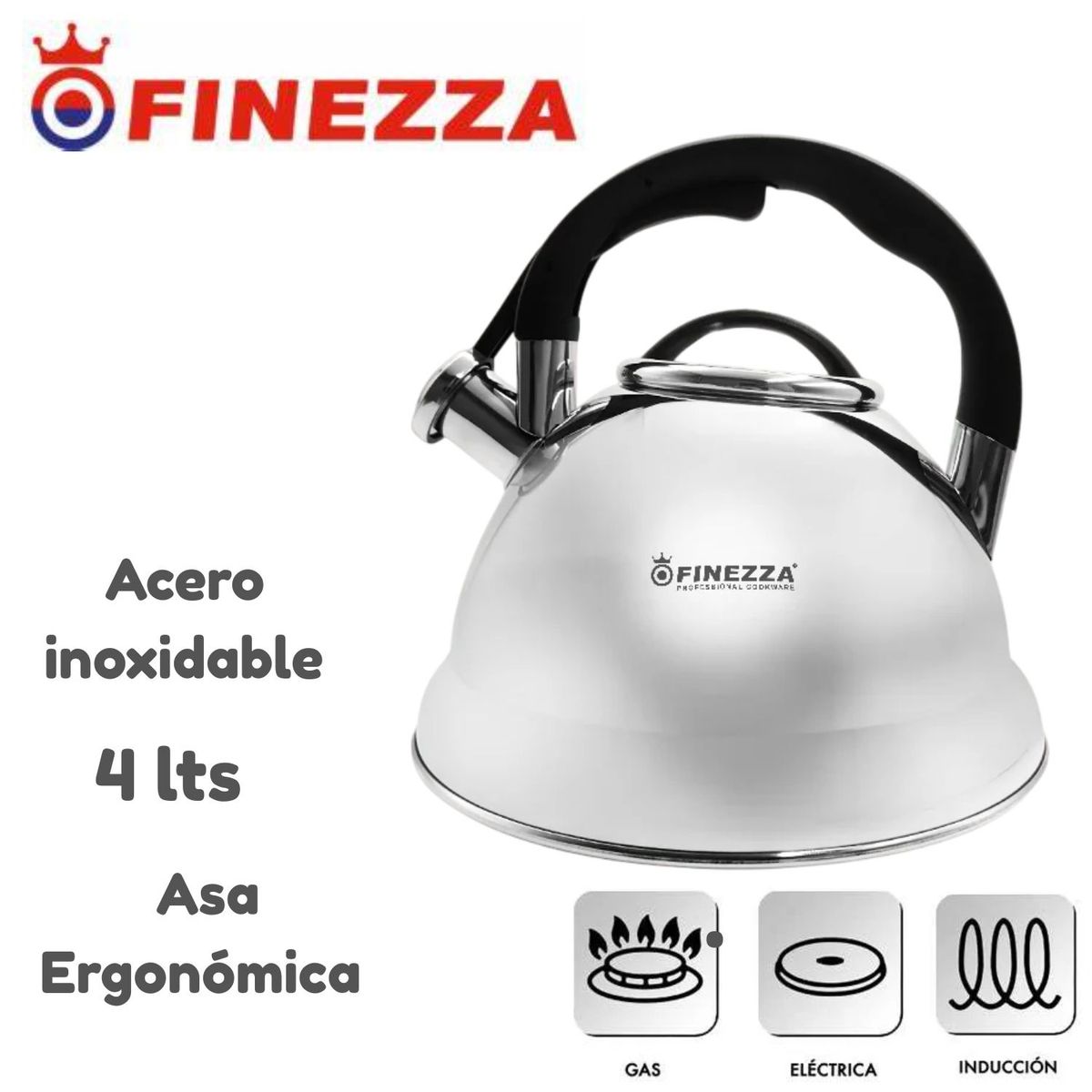 FINEZZA - Tetera de acero Finezza 4 LT FZ-HT022A Acero Inoxidable 18/10