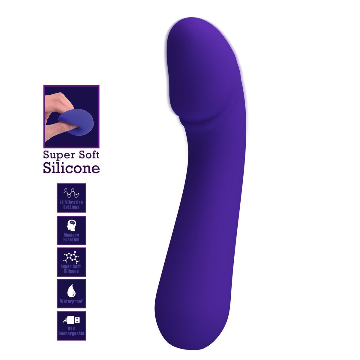 PRETTY LOVE - Vibrador Mujer Punto G Silicona Cetus Super Suave Morado Carga USB