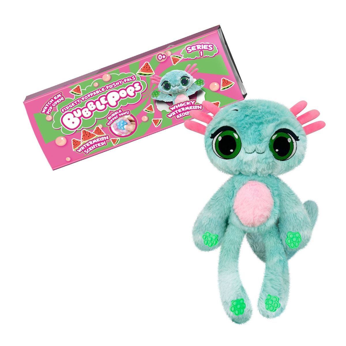 BOING TOYS - Peluche Bubble Pops  Whacky Watermelon Axolotl Grande 45 cm