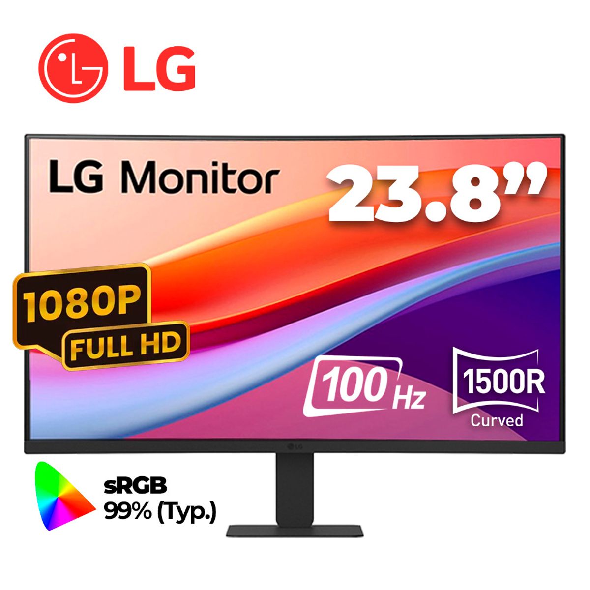 LG - MONITOR LG 24U421A-B CURVO 1500R 238 FHD VA
