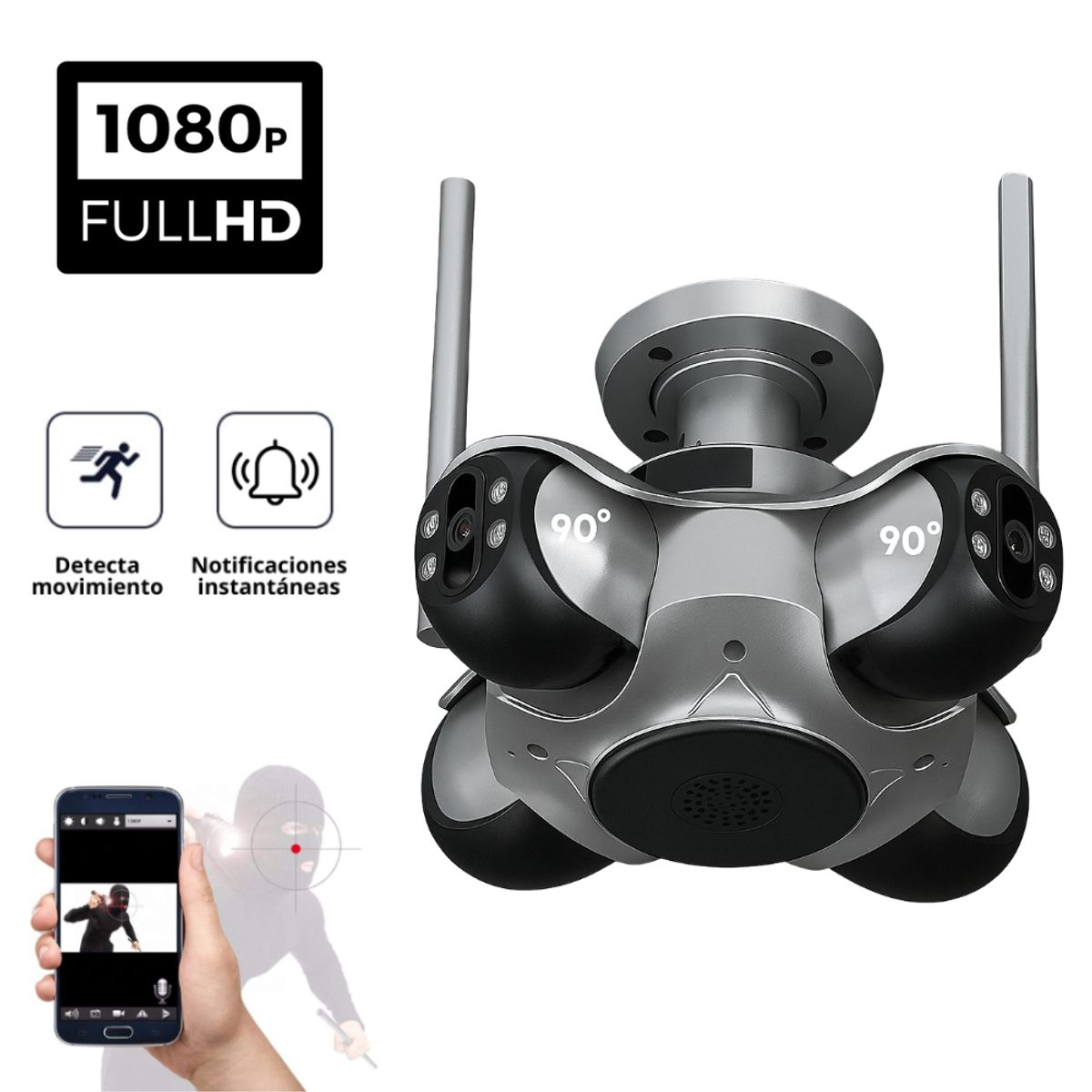 SEISA - Cámara PTZ Profesional con 4 Lentes – Vigilancia Inteligente en Alta Definición