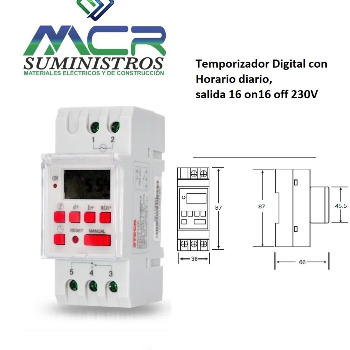 GENERICO - Temporizador Digital con Horario, salida 16 on16 off 230V