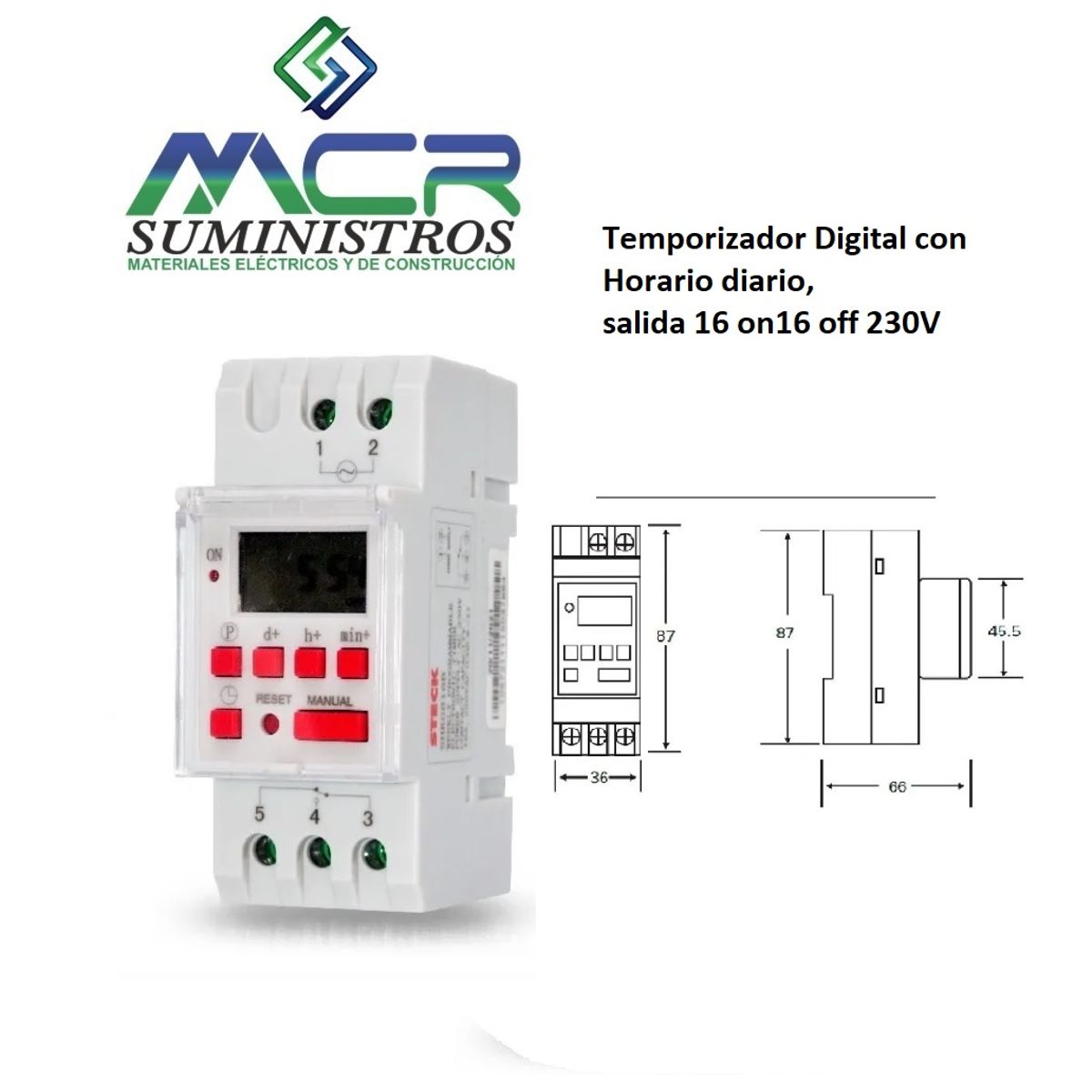 GENERICO - Temporizador Digital con Horario, salida 16 on16 off 230V