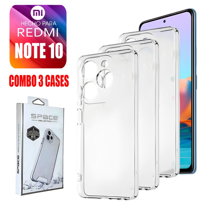 ASIA IMPORT - Combo Case Space Transparente Para Redmi Note 10