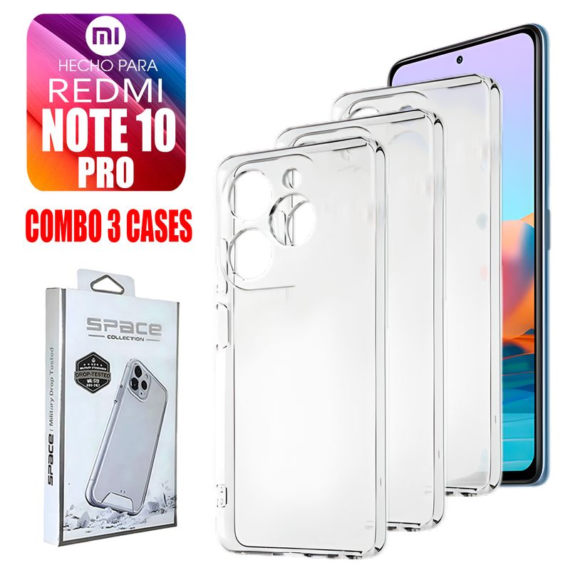 ASIA IMPORT - Combo Case Space Transparente Para Redmi Note 10 Pro