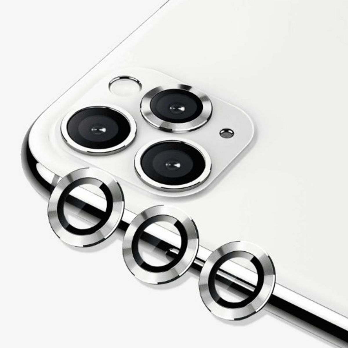 GENERICO - Protector de cámara metalizado Plateado IPHONE 16 pro /16 pro max