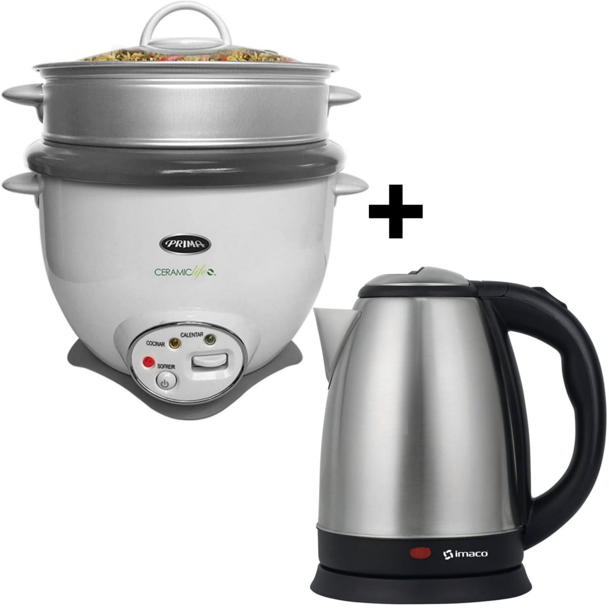 PRIMA - Olla Arrocera PRIMA con Sofrito y Vaporera de 18L+Hervidor 18L IMACO